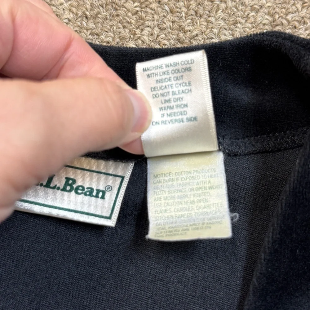 L.L. Bean: Girls Black Velour Long Sleeve Dress, Size L